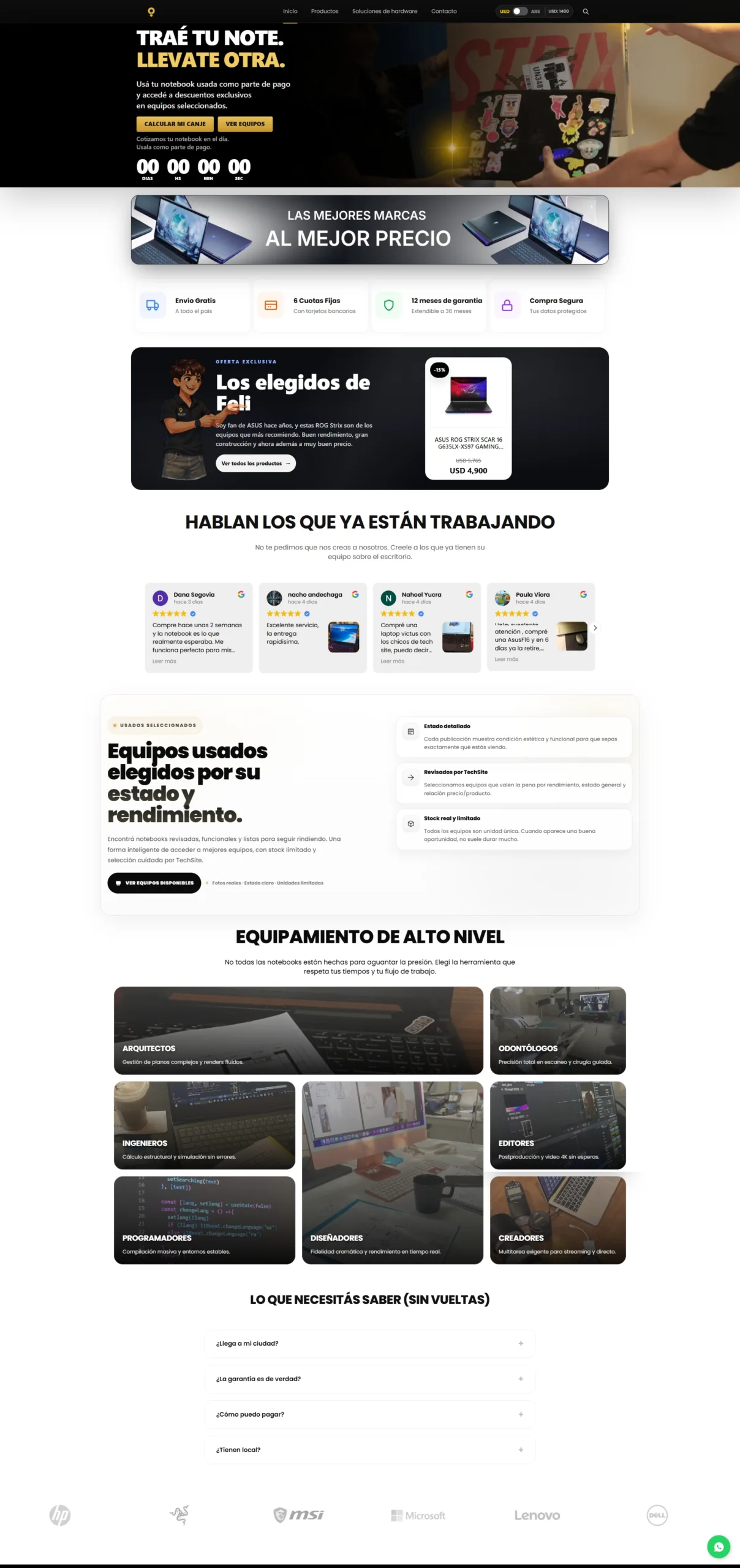 Rediseño Web TECHSITE optimizado para conversión high-ticket Argentina